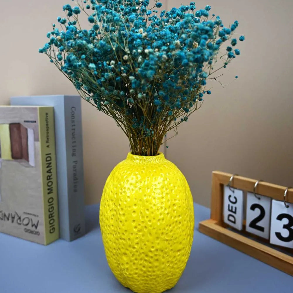 Yellow Lemon Vase Ceramic Flower Pot Fruit Figurines Model Home Decoration Tabletop Centerpiece Living Room Kitchen Gift